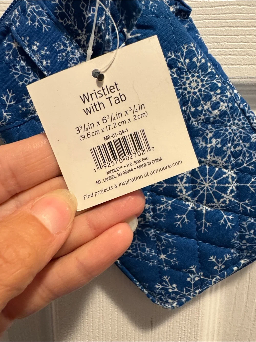 Blue Snowflake Quilted Wristlet Wallet
